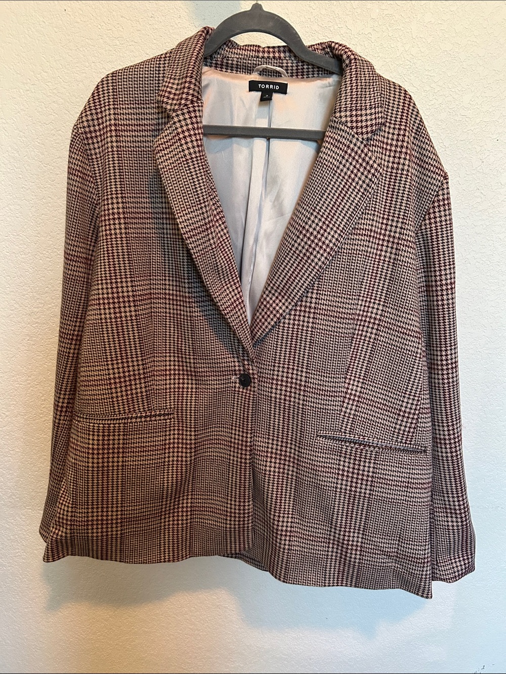 torrid Brown and Black Glen Plaid Single-Button Blazer